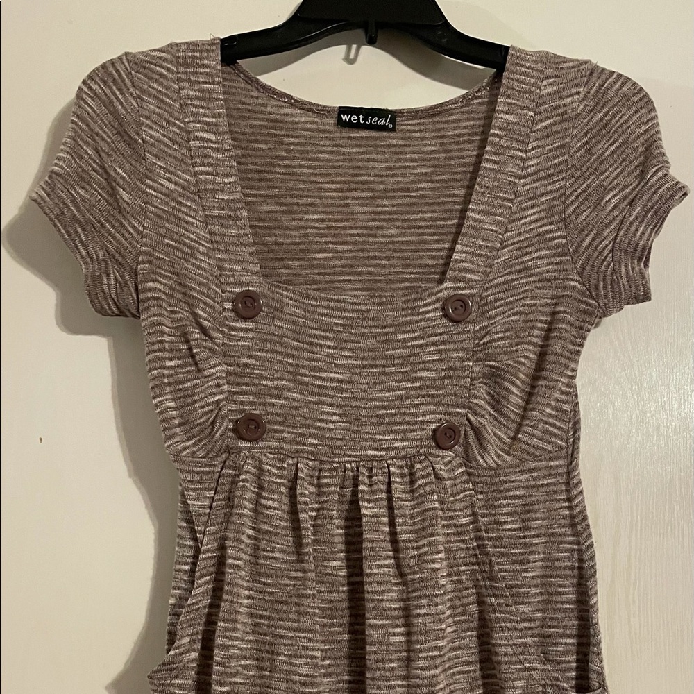Wet Seal top- size medium- brown with white- buttons on front